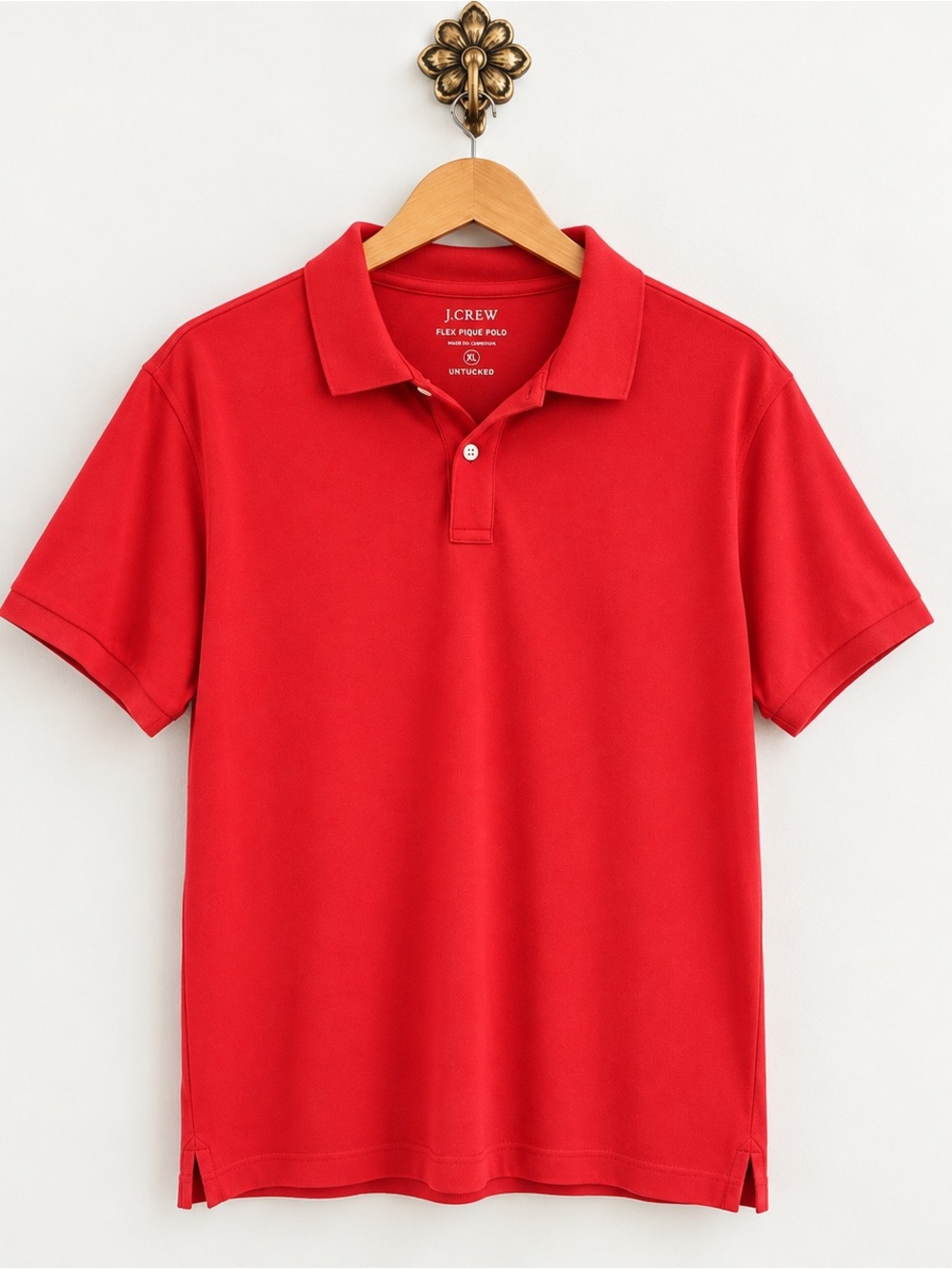 J.Crew Flex Piqué Untucked Polo Shirt Red Men’s XL